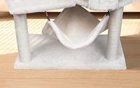 Papier de sisal en bois d'arbre à chat moyen moderne avec condo pour chat et grattoir pour chat emballé en carton avec grand hamac