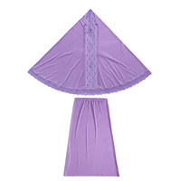 qualité de couleur pure, col en V, manchette à volants, appliques scintillantes, caftan islamique de Dubaï pour enfant et fille