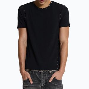 T-shirt en jersey de coton personnalisé avec logo OEM, coupe ajustée, manches courtes, pour homme, style streetwear, imprimé, unisexe, t-shirt ajusté pour homme - Product Image 1
