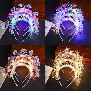 Diadema Floral con Mariposas Brillantes Zhaoan, Corona de Estilo Chino con Luces LED, Accesorios para Fiestas, Regalo Festivo para Niños - Product Image 3