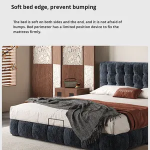 Cama Moderna y Sencilla de Chenilla con Respaldo Alto, Acolchado Suave, Estructura de Madera de Pino, Tamaño Doble, para Dormitorio Moderno, Decoración del Hogar - Product Image 3