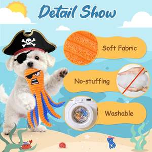 Laranja Azul Poliéster Personalizado Interactive <span class=keywords><strong>Dog</strong></span> Squeaky Plush Polvo Chew Brinquedos Luxo - Product Image 4