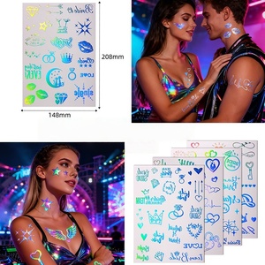 Tatuajes Temporales Holográficos con Efecto <span class=keywords><strong>de</strong></span> Cambio <span class=keywords><strong>de</strong></span> Color, Diseño <span class=keywords><strong>de</strong></span> Corazón Brillante para Cara y Cuerpo, Ideales para <span class=keywords><strong>el</strong></span> Día <span class=keywords><strong>de</strong></span> San Valentín y Fiestas Musicales - Product Image 4