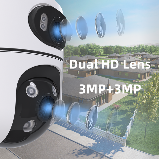 360° 6MP ICSee Indoor Dual Lens View Remote Access Camara De Seguridad Wifi Ptz Surveillance IP Camera Security Home Cameras
