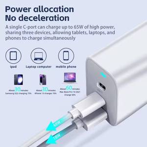 Cargador de 65W con Enchufe Indio, Compatible con Samsung S20/S21/S22/Tab8 y Apple 15, Carga Rápida con Múltiples Puertos 2C1A - Product Image 6