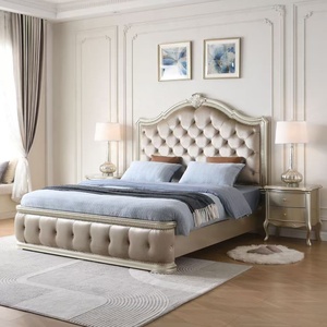 Meubles de chambre à coucher de style américain, lit en bois massif, lit king size luxueux capitonné, lit king size en bois - Product Image 2