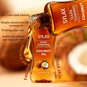 Aceite <span class=keywords><strong>Bronceador</strong></span> SYLAX, Aceite de Coco Natural, Autobronceador, Loción Hidratante Bronceadora para Cuerpo y Rostro, Cosméticos Profesionales para Bronceado - Product Image 3