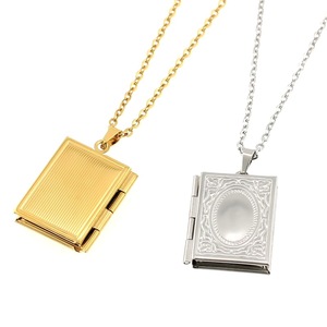 Stainless Steel Rectangular Photo <b>Locket</b> Necklace Book Design Mirror Finish Unisex Fashion Pendant Gift Jewelry - Product Image 3