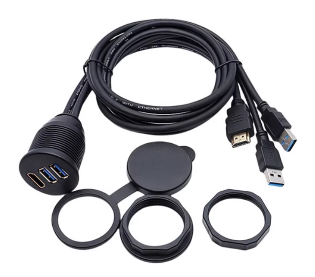 Wholesale 1m 2m Dual Type C Usb 3.0 Male to Female HD Panel Flush Mount Car Dash Mount Charging Extension Cable