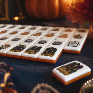 <span class=keywords><strong>Jeu</strong></span> de Mahjong Halloween Chat avec 160 Tuiles Acryliques, Motifs Chapeau de Sorcière et Citrouille, et Sac de Rangement pour <span class=keywords><strong>D</strong></span>ébutants - Product Image 1