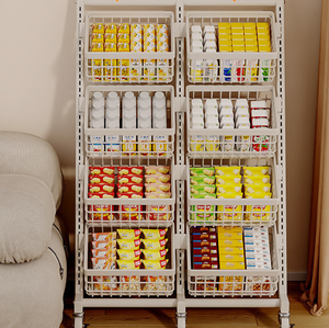 सुपरमार्केट फ्लोर पर खड़े मोबाइल स्नैक डिस्प्ले रैक ताजा फल और सब्जी स्लेट टोकरी रसोई भंडारण रैक प्रदर्शन स्टैंड - Product Image 3