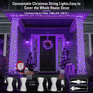 Guirlandes lumineuses LED violettes YN, à brancher, homologuées ETL, étanches IP44, pour Halloween, Noël, patio, <span class=keywords><strong>chambre</strong></span>, décoration de fête - Product Image 3