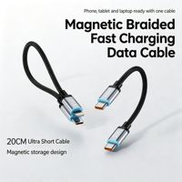 Câble court tressé magnétique Type-C PD3.1 240W 20CM avec puce E Marker pour charge rapide de téléphones iOS, tablettes et ordinateurs portables