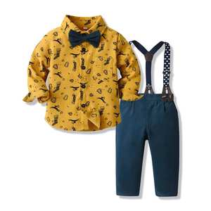 Ensemble de vêtements formels de Noël 2025 pour bébés garçons, <span class=keywords><strong>tenue</strong></span> pour tout-petits, chemise avec nœud papillon et pantalon à bretelles, vêtements d'automne - Product Image 4