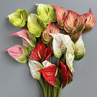 Bunga Artificial PU Anthurium Tekstur 3D Kecil Putih Bird of Paradise Bunga Lotus Dekorasi Rumah Rangkaian Bunga Hias