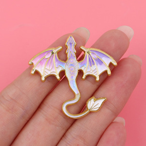 Broche en alliage de zinc émaillée Dragon Fantastique, style verre UV, créature mythique colorée, badge en métal, décoration vestimentaire - Product Image 2