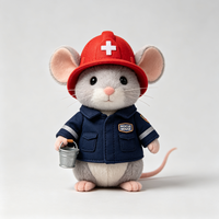Peluche de souris pompier personnalisée avec logo sur mesure, cadeau haut de gamme pour pompiers, poupée souris en peluche douce avec uniforme
