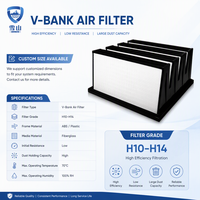 Filter Udara Hepa V Bank Kustom Pabrik untuk Pemurni Udara Industri, Sistem Ventilator HVAC, Filter AC, Pendingin Udara