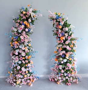 O-FR044 Customized Colorful Horn Flower <strong>Arch</strong> Part Wedding Backgrounp Flower <strong>Gate</strong> Silk Artificial Flower <strong>Arch</strong> for Wedding Decor - Product Image 1