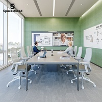 Table de conférence de style minimaliste à texture gaufrée, fabrication de meubles de bureau modernes SpaceUnited, vente en gros