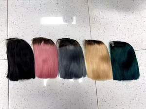 Promotion 40$ Perruque Bob colorée de 10 pouces en cheveux vierges bruts vietnamiens 12A ultra-lisses, Super Double Drawn, avec closure en dentelle Kim 2x6 - Product Image 4