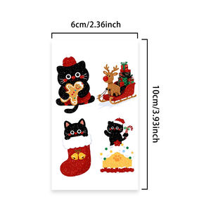 Tatouages Temporaires de Noël à Paillettes Autocollants pour le Visage <span class=keywords><strong>Chat</strong></span> et Renard Amusants et Ludiques <span class=keywords><strong>Tatouage</strong></span> Imperméable pour le Visage, le Cou et le Bras - Product Image 2