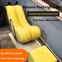 Fauteuil à bascule créatif en forme de banane, chaise inclinable individuelle, cadre en acier, pour chambre à coucher, petit appartement moderne, en cuir