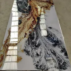 Горячая распродажа, глянцевый 3d модный декоративный настенный лист из ПВХ мрамора для украшения помещений