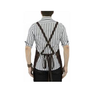 Marrón-Bartenders Lona profesional Cuero transpirable Delantal de peluquería de peluquero de alta calidad con bolsillos para herramientas - Product Image 2