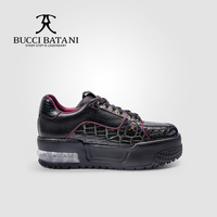 BUCCI BATANI Chaussures décontractées pour hommes en cuir noir et tissu Scabal, tige en tissu, à lacets, semelle extérieure en caoutchouc XL SC070-E025