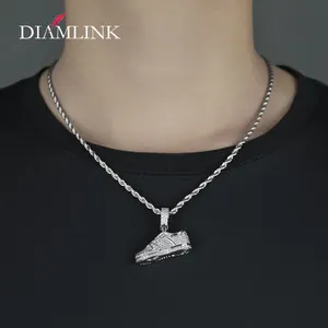 Trendy Hip Hop Necklace Jewelry Iced Brass Copper Inlaid Zircon Cubic Zircon Sports Shoes Shaped Pendant