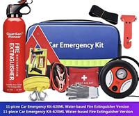 Kit de sécurité automobile d'urgence avec 10 extincteurs (rouge/jaune/orange) pour les situations d'urgence routière