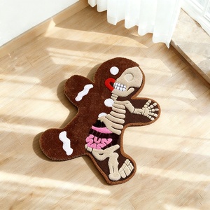 Tappeto a Forma di Scheletro di Omino di Pan di Zenzero, Tappeto Estetico in Peluche per Decorazioni Natalizie - Product Image 1