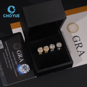 Halo Round Shape <b>Earrings</b> Moissanite 925 Silver 8.6mm Moissanite Stud <b>Earrings</b> Screw <b>Back</b> Pass Diamond Tester - Product Image 2