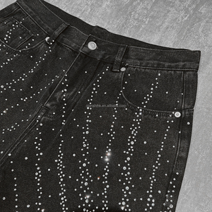 Verano moda Streetwear Essentials Shorts diseñador personalizado Vintage Baggy Jeans Shorts hombres lujo Rhinestone Denim Shorts - Product Image 3