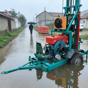Petite foreuse hydraulique portable pour puits d'eau, montée sur remorque, à moteur diesel, profondeur 100-150m - Product Image 4
