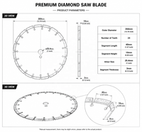 Disque de découpe et de soudage au laser de 14 pouces, lame diamantée OEM à dents segmentées pour béton et asphalte