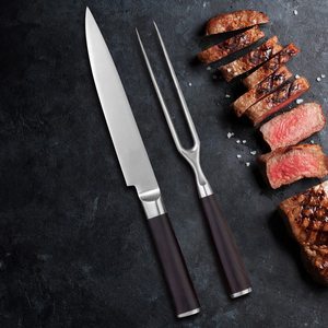 ชุดมีดทำครัวเหล็กดามัสกัส2ชิ้นมีดบาร์บีคิวพร้อมกระเป๋าหนัง - Product Image 2