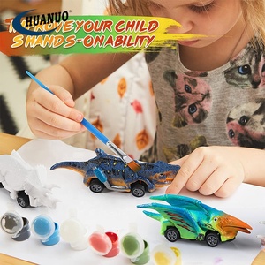 Çocuklar DIY boyama modeli oyuncak seti dinozor boyama seti sanat zanaat dino geri çekin araba 2 in 1 dinozor araba çocuklar için - Product Image 5