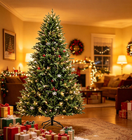 Sapin de Noël artificiel de 3 m pré-éclairé à LED, pour extérieur, commercial, en PE, 2350 pointes, ignifuge, pliable, LED multicolores
