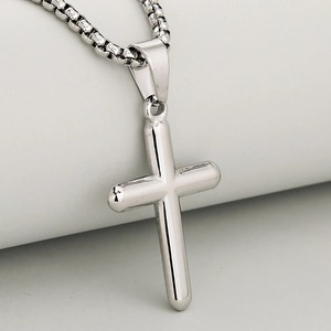 Collier classique avec petit pendentif croix pour femmes et hommes, en acier inoxydable, argent, or, noir, simple, religieux, chrétien, foi, prière, bijoux - Product Image 2