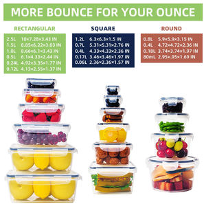 Set <span class=keywords><strong>di</strong></span> 16 Contenitori per Alimenti Ermetici in Plastica con Coperchio, Senza BPA, Adatti per Microonde, Congelatore e Frigorifero, per Conservazione del Riso in <span class=keywords><strong>Cucina</strong></span> - Product Image 4