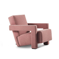 Fauteuil en velours italien minimaliste et durable, chaise en forme de 7, structure en bois, mobilier écologique pour balcon et chambre