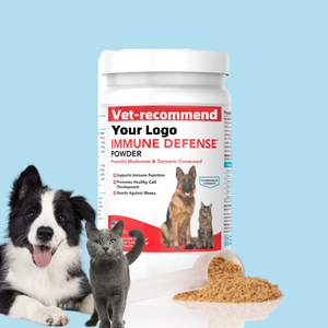 Private Label Natürliches Immunsystem-Unterstützungspulver für Hunde mit Leistungsstarkem Pilz- und Kurkuma-Compound zur Unterstützung der Immunfunktion - Product Image 1