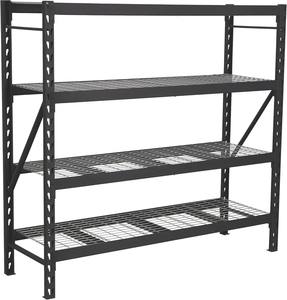 Rak penyimpanan 4 tingkat tugas berat dengan dek jala galvanis, dilapisi bubuk yang dapat disesuaikan & perakitan mudah untuk gudang, garasi, ritel - Product Image 2