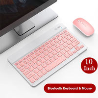 Keyboard dan Mouse Nirkabel Warna Pink, Dapat Diisi Ulang, USB-C, Bluetooth
