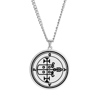 Acier Couleur Roi Asmoday Sigil Démon Origines Joint Moindre Clé de Salomon Goetia 25-36 Talisman Pendentif En Acier Inoxydable Collier