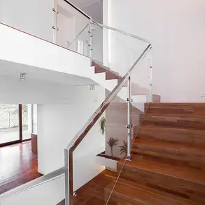 DB现代落地式支架玻璃栏杆定制尺寸，不锈钢材料用于阳台或室内
