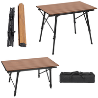 Table pliante portable en aluminium pour pique-nique, camping et plage, avec pieds extensibles et sac de transport