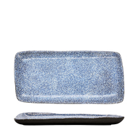 Bandeja Rectangular para Servir Granilla Fountain de 30x15 cm, Vajilla de Cerámica con Diseño de Puntos Azules
